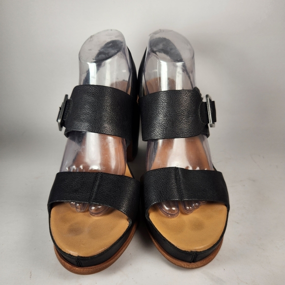 KORK EASE Womens San Carlos Sandal Size 9 Black Leather Platform Slingback - Picture 2 of 12